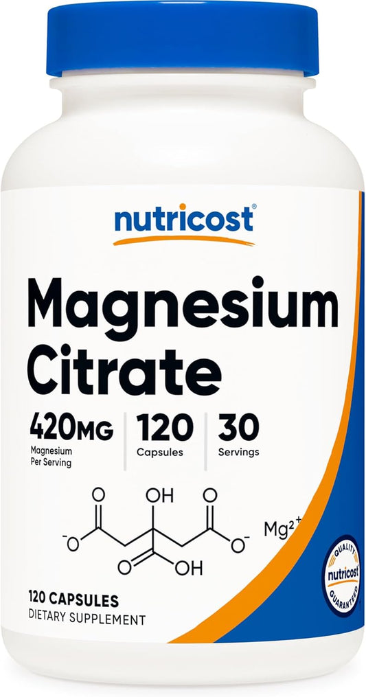 Magnesium Citrate 420Mg, 120 Veggie Capsules - 30 Servings, Gluten Free, Non-Gmo Supplement